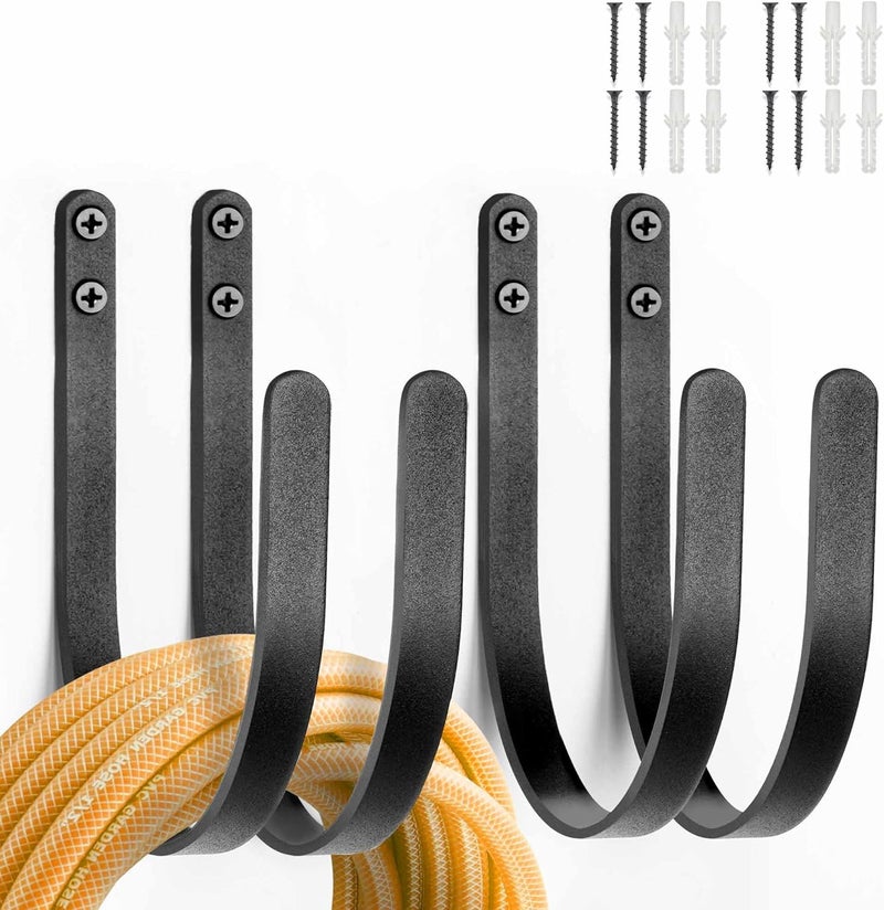 Lifyzoon Garden Hose Holders Mount: Wall Mount Garden Hose Hangers for Outside - 4Pcs Rust-Proof Water Hose Racks Hanging Hooks for Outside Expandable Hose - Image 1